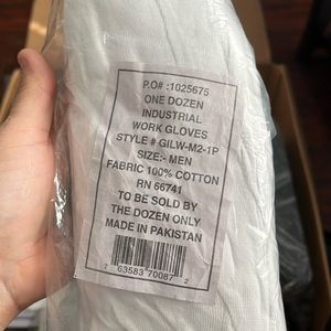 Work gloves white 12 in a pack